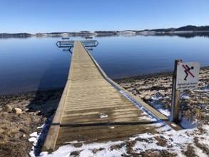Sdan ser den nye badebro ud, der blev sat op i lbet af februar.   Foto: Pauli Vendelbo